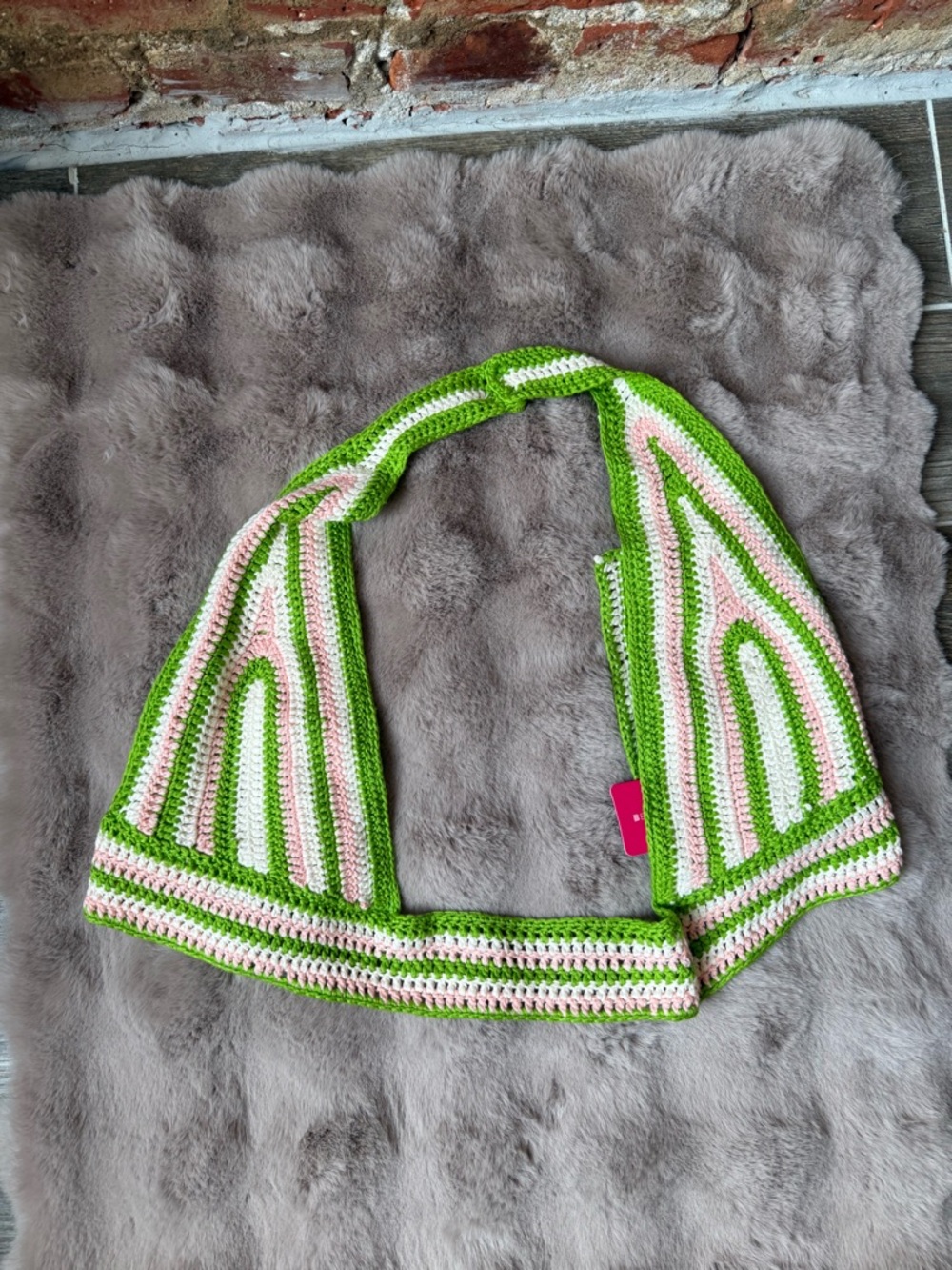 Pink and green crochet bra top, Beginning Boutique, size 10